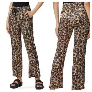 The Kooples Abstract Animal Print Side Snap Track Pants Leopard Brown
